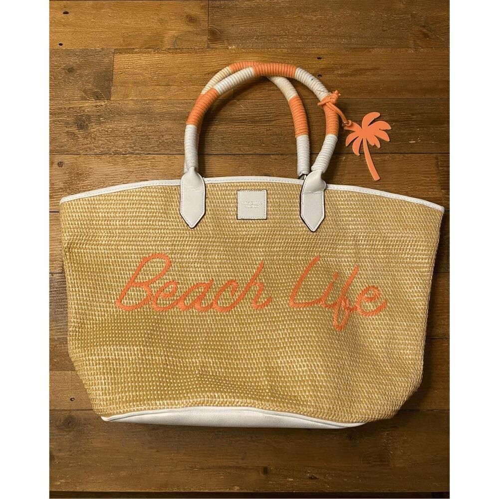 Victorias Secret beach life tote orange white bag swim